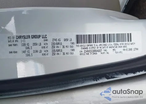 2011 Dodge Grand Caravan Crew из США, поврежденный, VIN 2D4RN5DG3BR646657